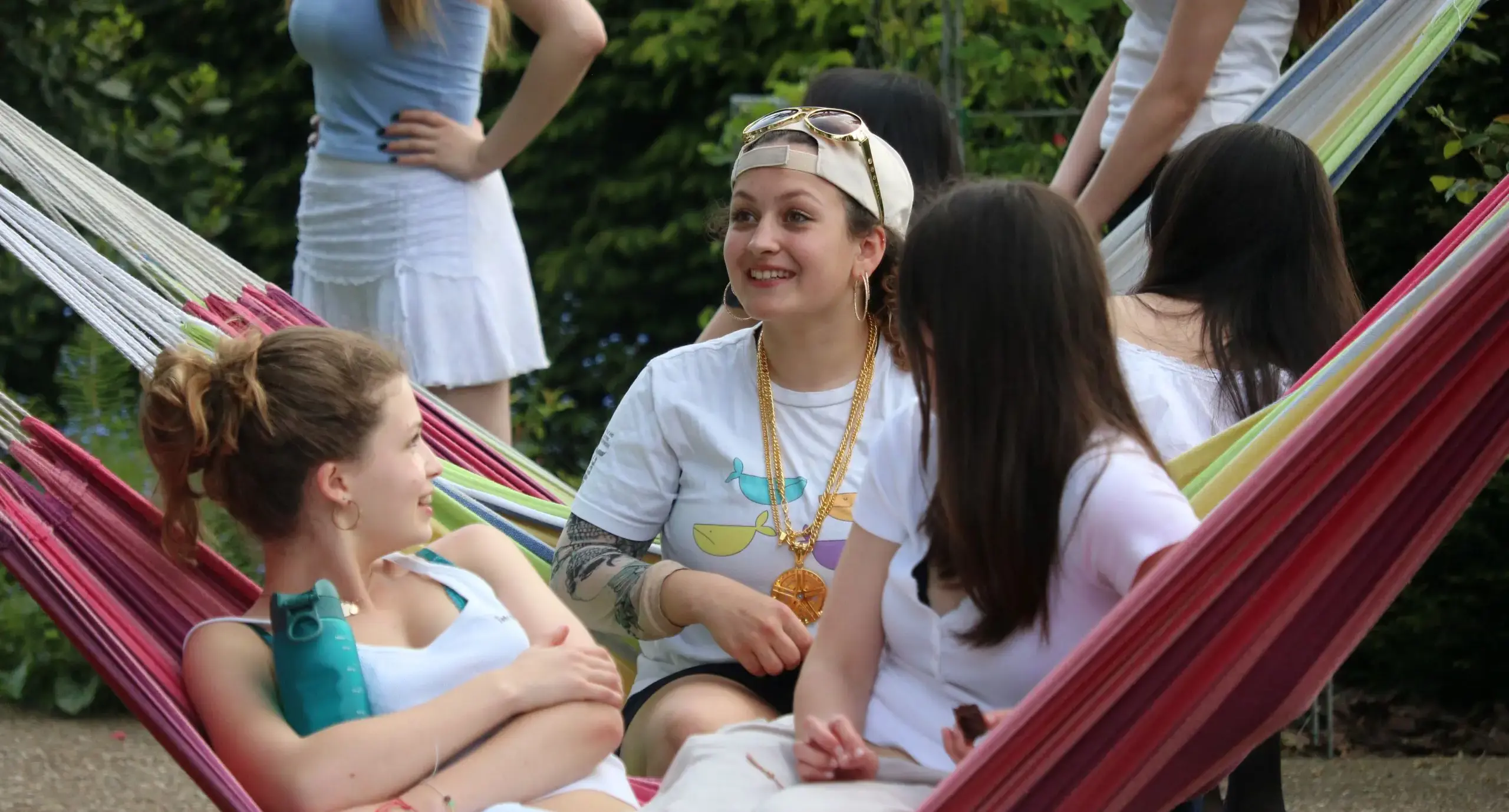 Sixth formers in hammocks