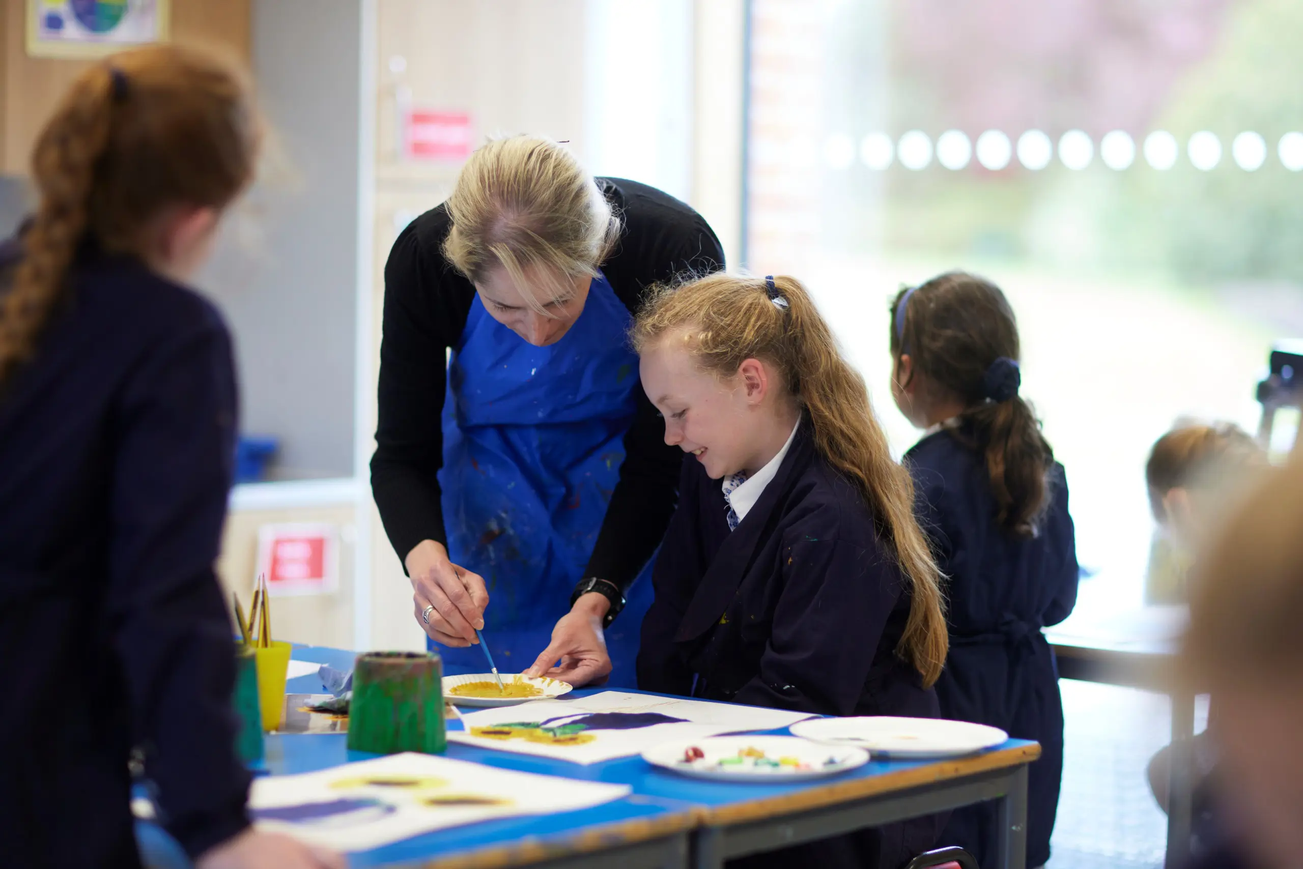 St Swithun's prep student in an engaging art lesson