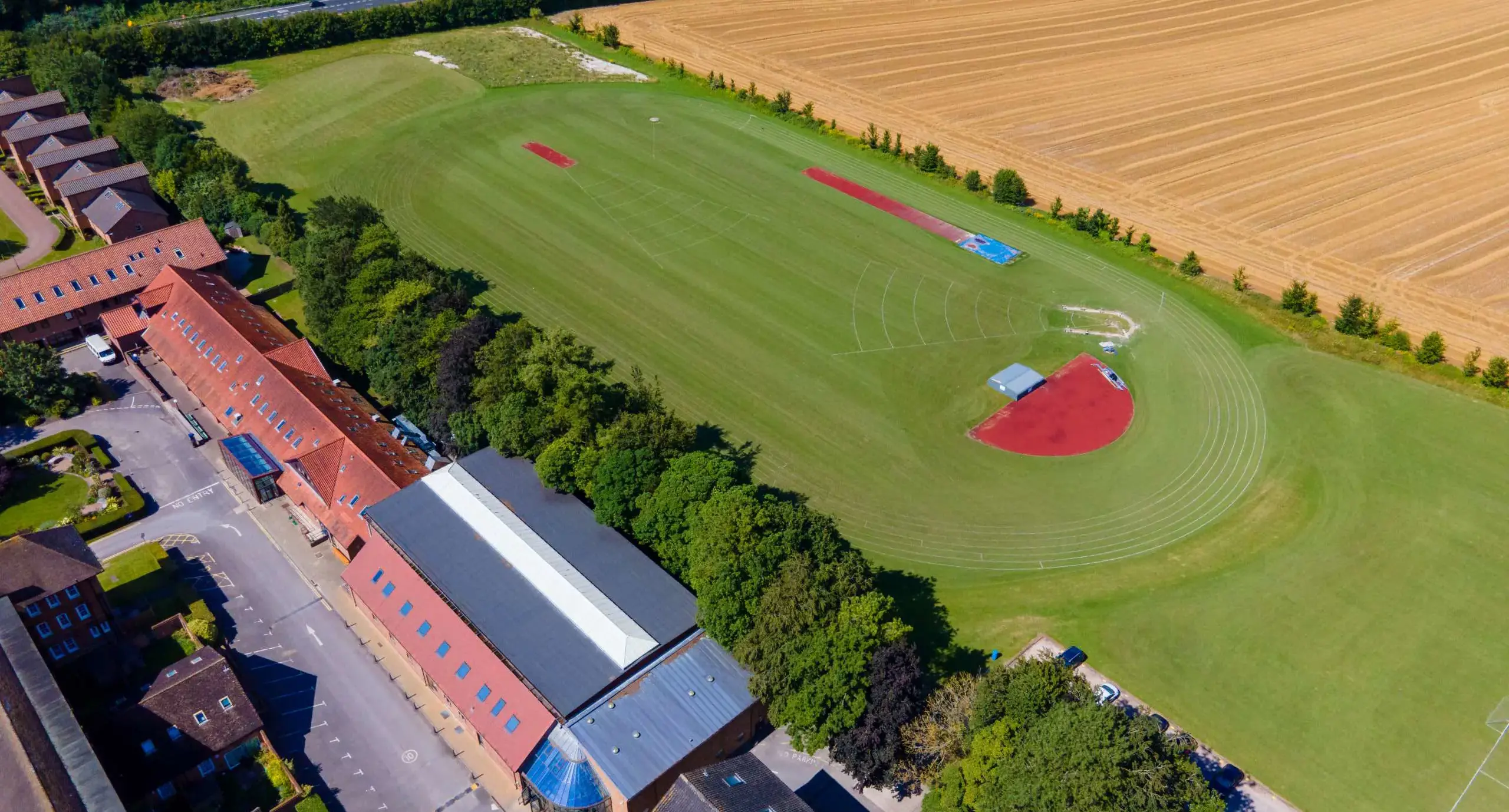 Sports field drone shot