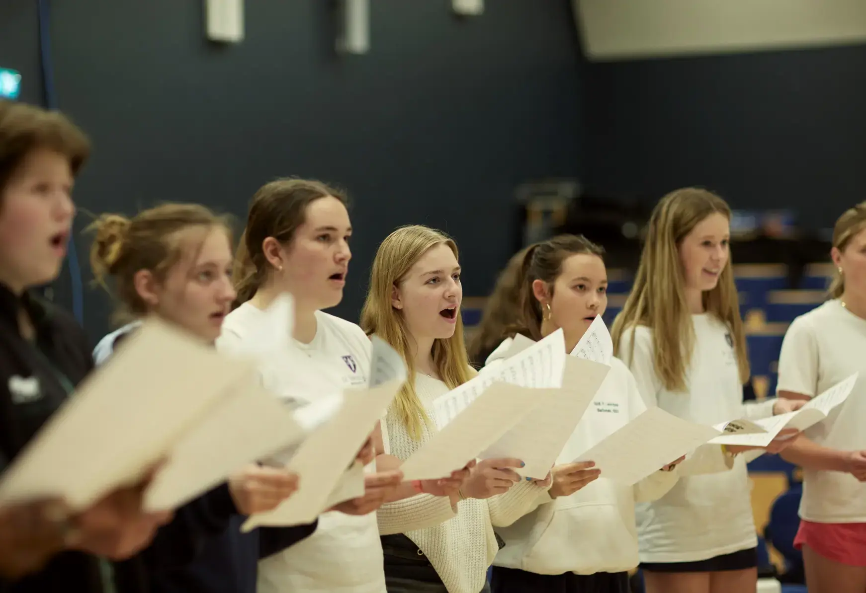 Students singing in choir