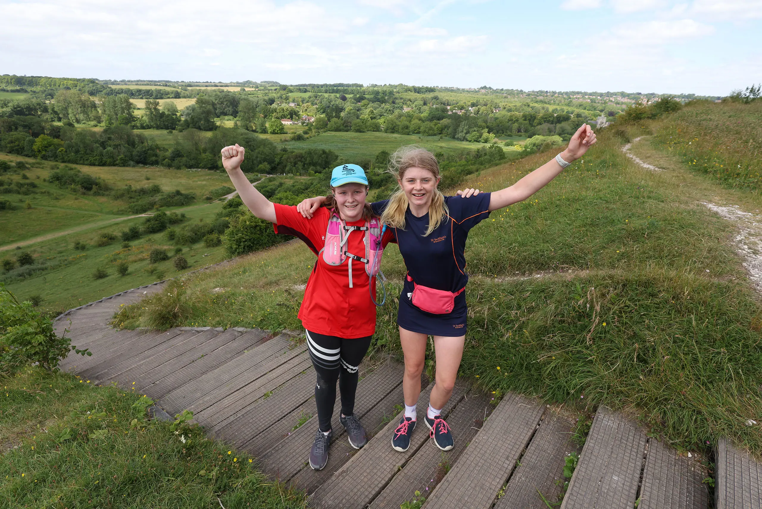 St Swithun's girls complete hill challenge in Winchester for Bramston Foundation