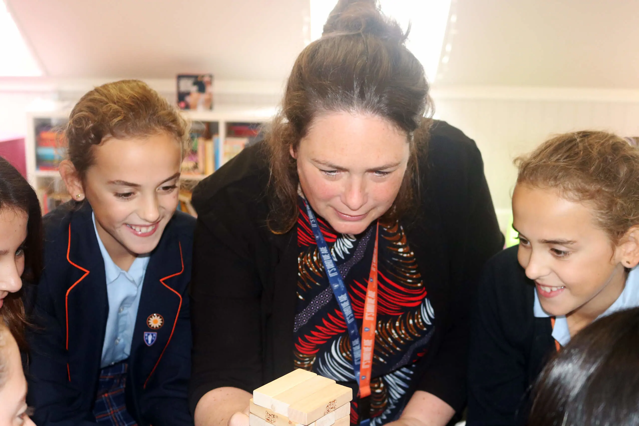 Alice Ludlow, Head of Boarding, with pupils at St Swithun's